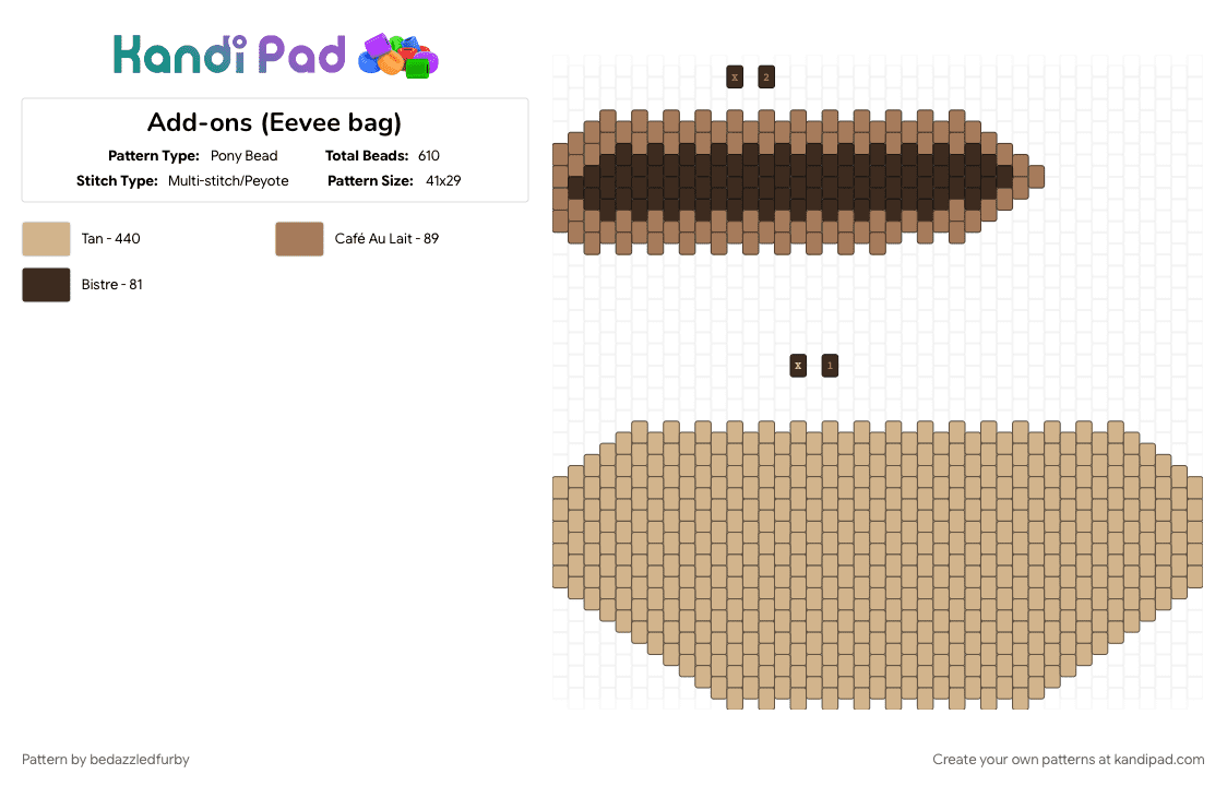 Add-ons (Eevee bag) - Pony Bead Pattern by bedazzledfurby on Kandi Pad - 