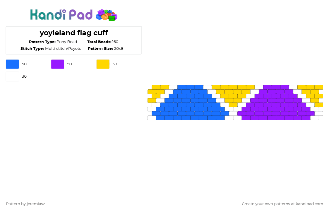 yoyleland flag cuff - Pony Bead Pattern by jeremiasz on Kandi Pad - blue,purple