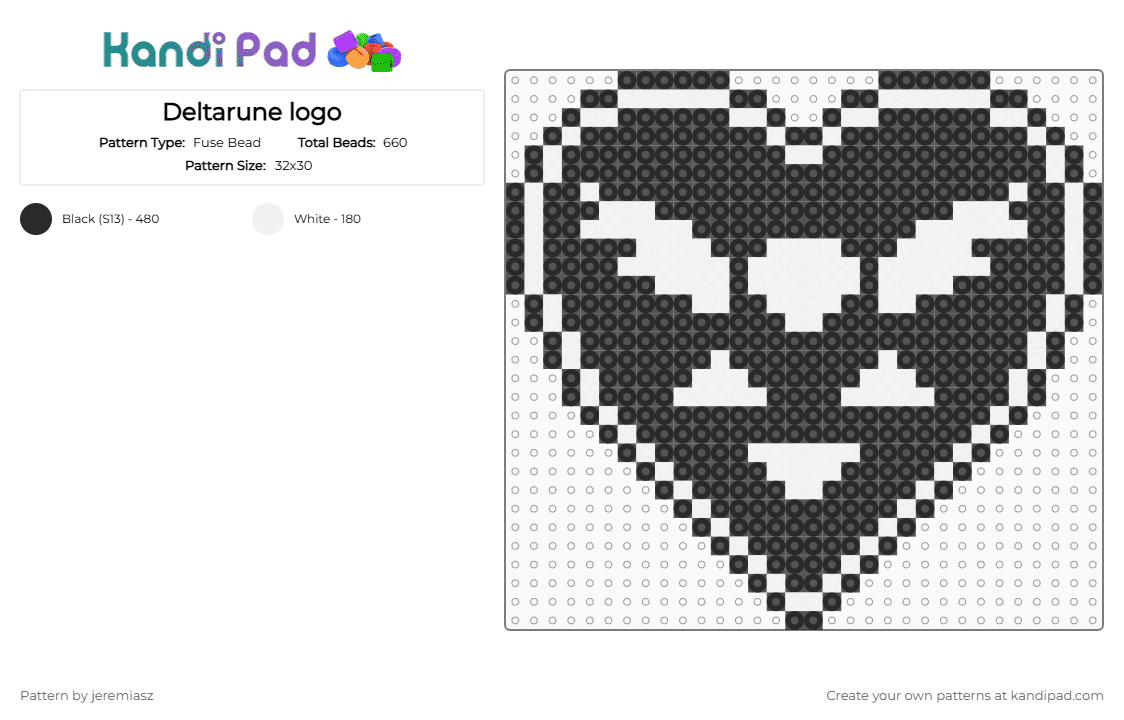 Deltarune logo - Fuse Bead Pattern by jeremiasz on Kandi Pad - black, white