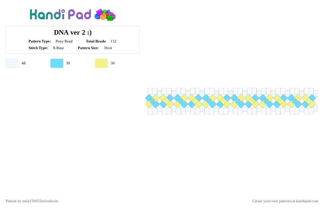 DNA ver 2 :) - Pony Bead Pattern by starface on Kandi Pad - light blue,yellow