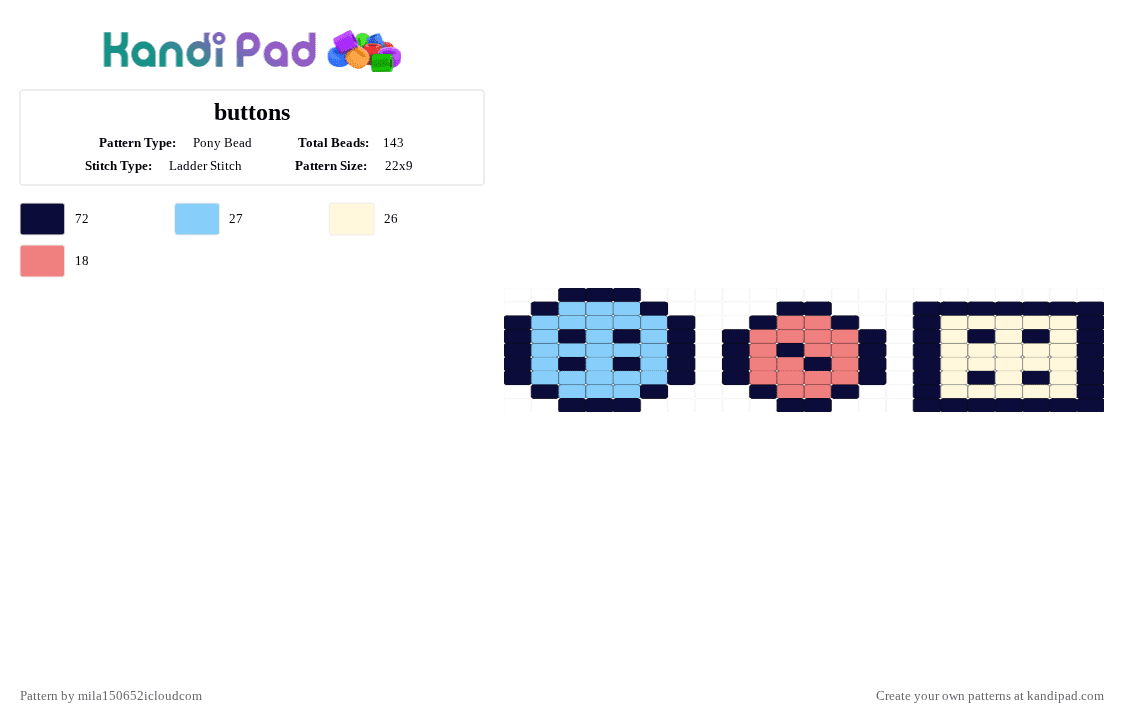 buttons - Pony Bead Pattern by starface on Kandi Pad - red,light blue