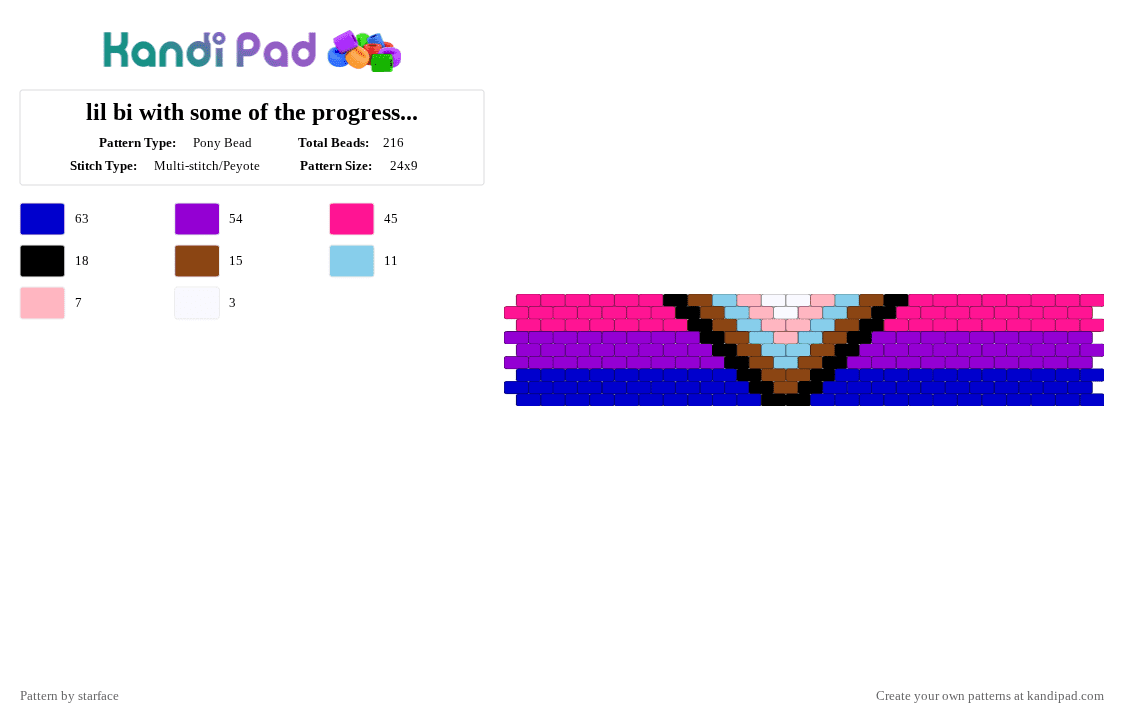 lil bi with some of the progressive flag - Pony Bead Pattern by starface on Kandi Pad - purple,pink
