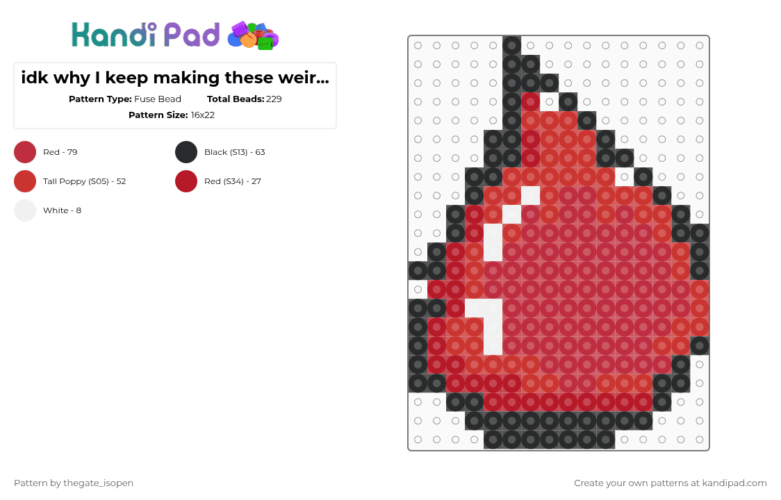 idk why I keep making these weird drawings but this is a blood drop - Fuse Bead Pattern by thegate_isopen on Kandi Pad - red