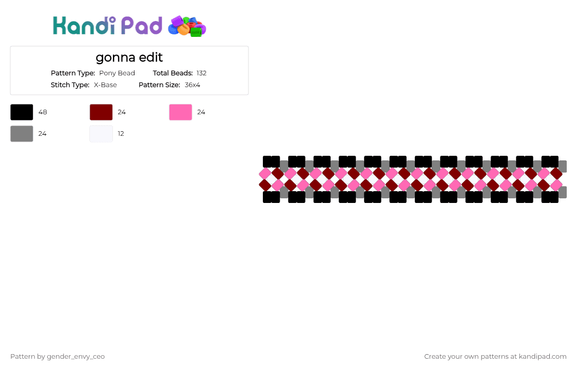 as above, so below cuff! (requested pattern) - Pony Bead Pattern by gender_envy_ceo on Kandi Pad - brown,pink,gray
