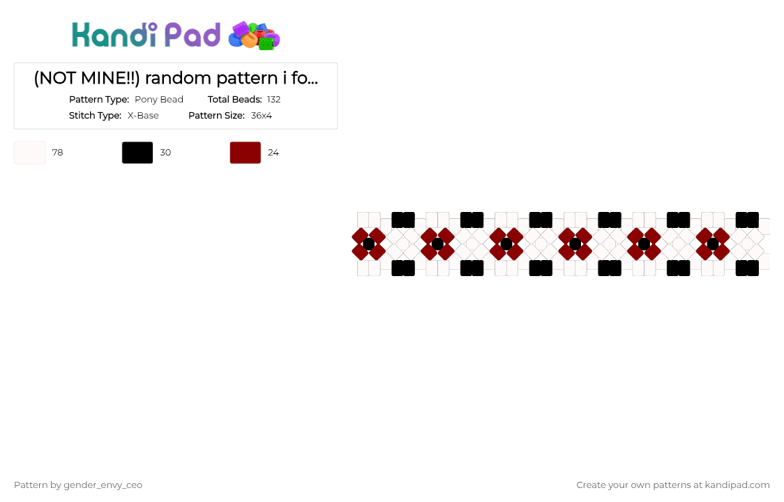 (NOT MINE!!) random pattern i found on yt - Pony Bead Pattern by gender_envy_ceo on Kandi Pad - white