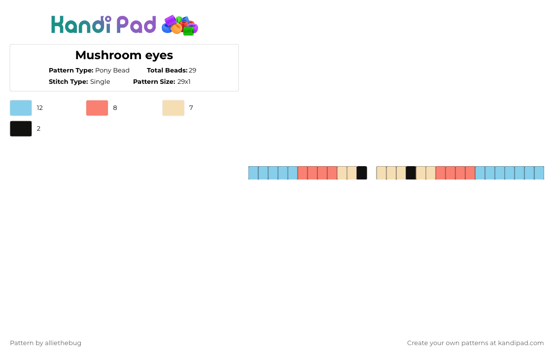 Mushroom eyes - Pony Bead Pattern by alliethebug on Kandi Pad - light blue