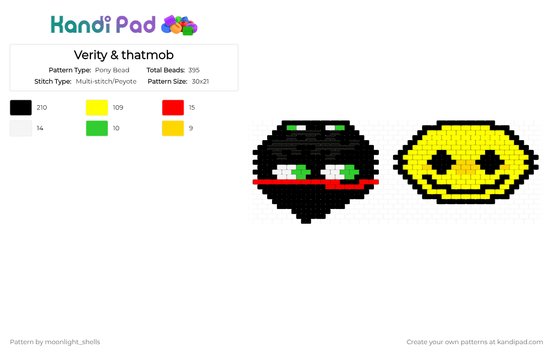 Verity & thatmob - Pony Bead Pattern by moonlight_shells on Kandi Pad - black, yellow