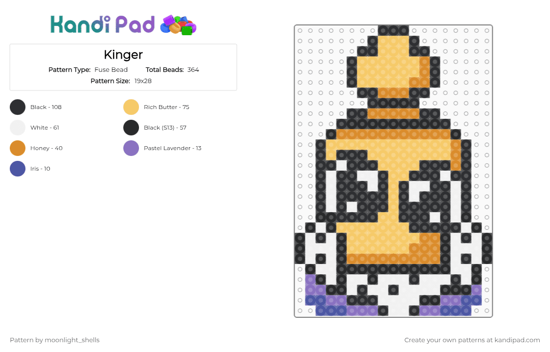 Kinger - Fuse Bead Pattern by moonlight_shells on Kandi Pad - yellow,orange