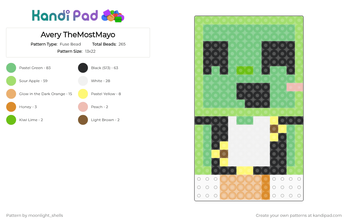 Avery TheMostMayo - Fuse Bead Pattern by moonlight_shells on Kandi Pad - teal,green