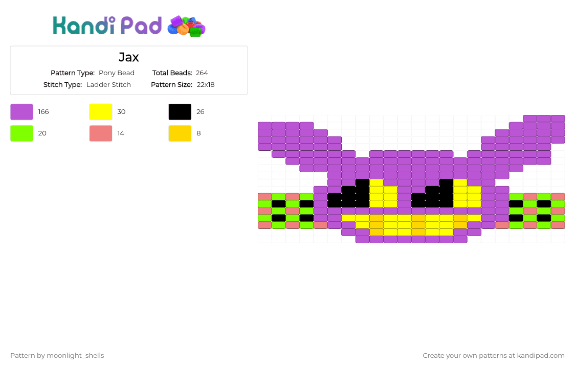 Jax - Pony Bead Pattern by moonlight_shells on Kandi Pad - pink