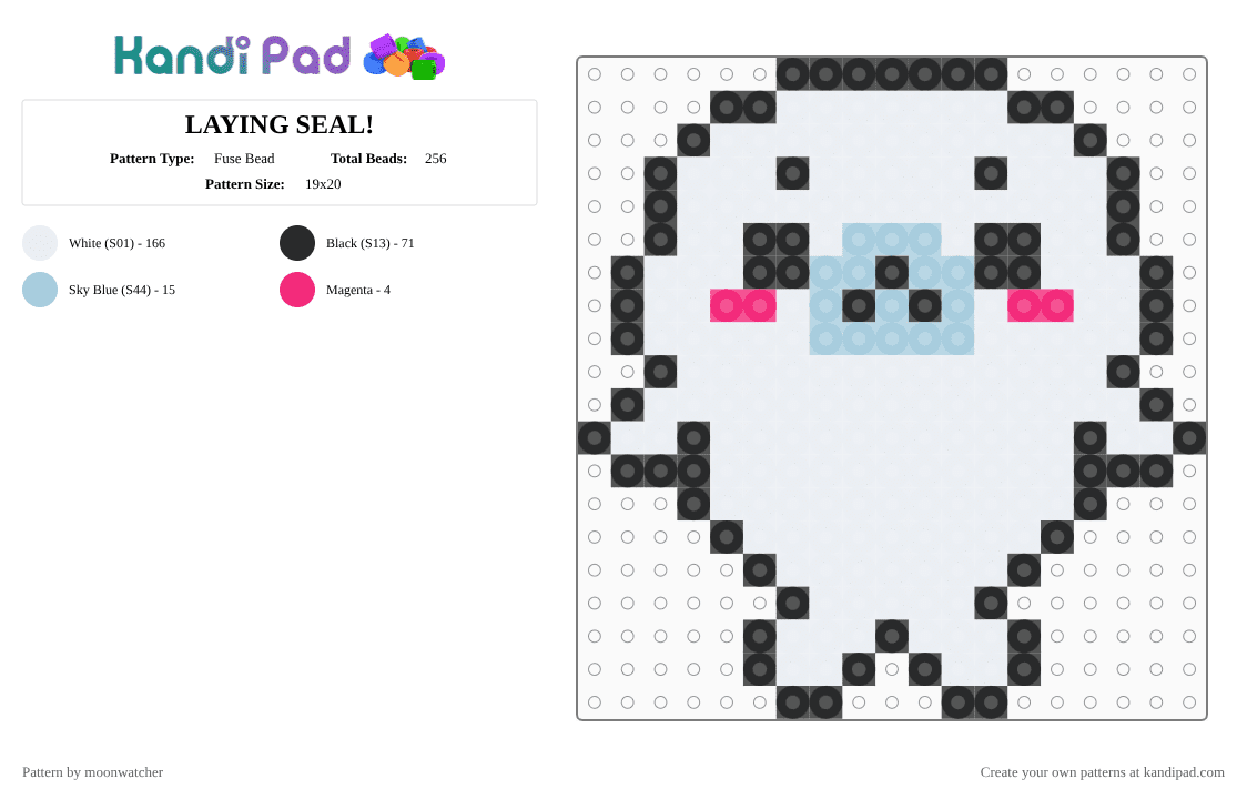 SEAL! - Fuse Bead Pattern by moonwatcher on Kandi Pad - white,light blue