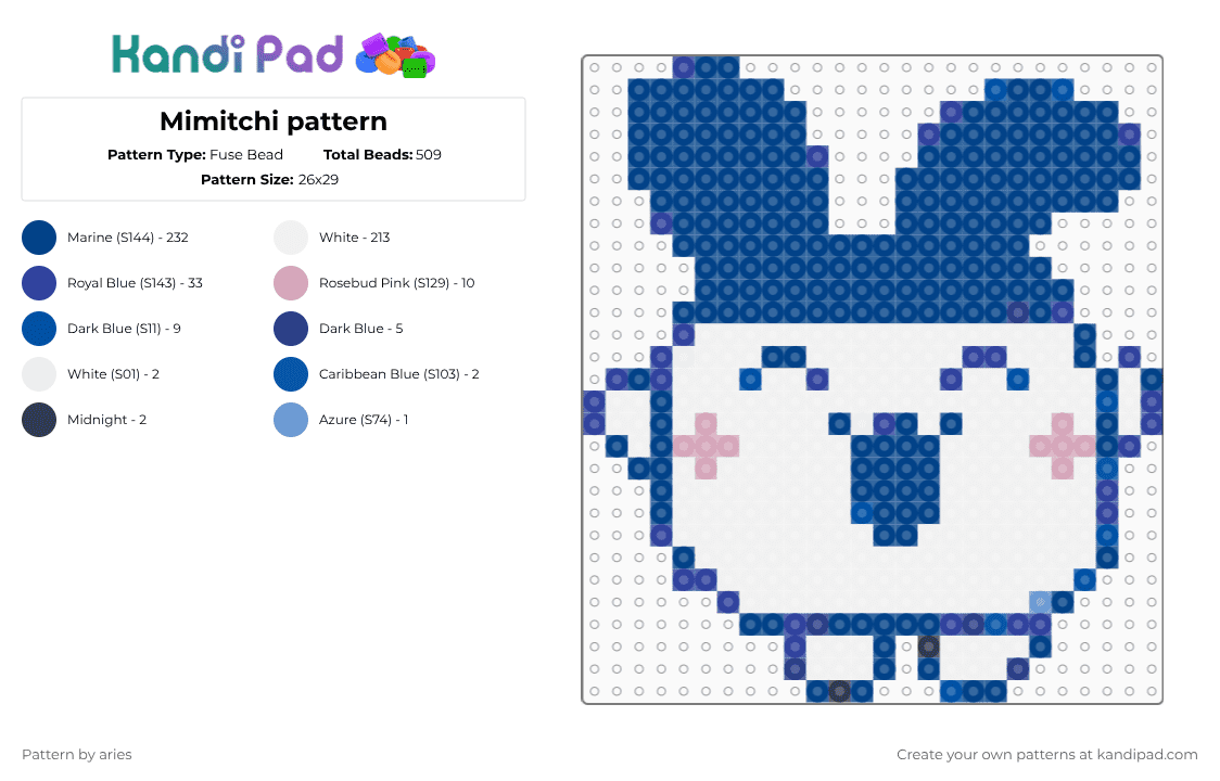 Mimitchi pattern - Fuse Bead Pattern by aries on Kandi Pad - blue,tamagotchi,cute