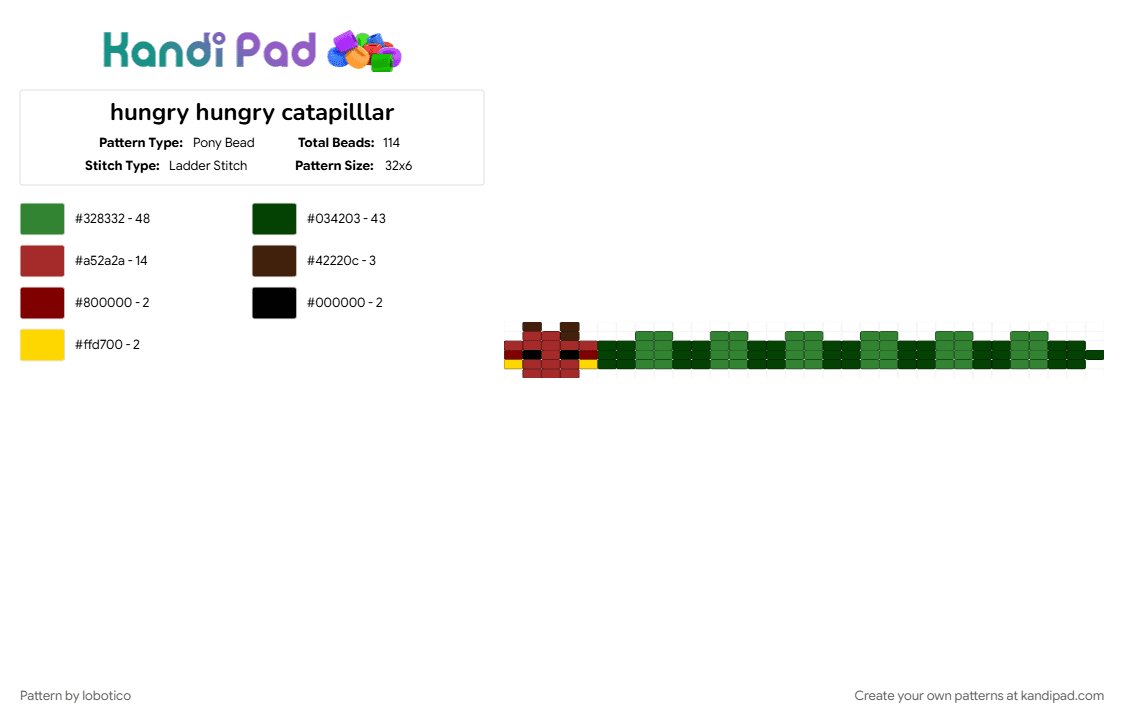 hungry hungry catapilllar - Pony Bead Pattern by lobotico on Kandi Pad - aaaaaaa, book, bracelet, bug, caterpillar, cute, green
