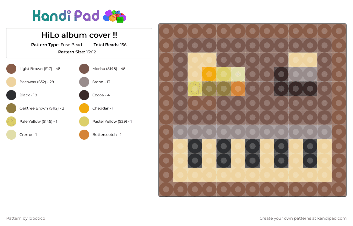 HiLo album cover !! - Fuse Bead Pattern by lobotico on Kandi Pad - album, beige, charm, hilo, jack stauber, music, tan