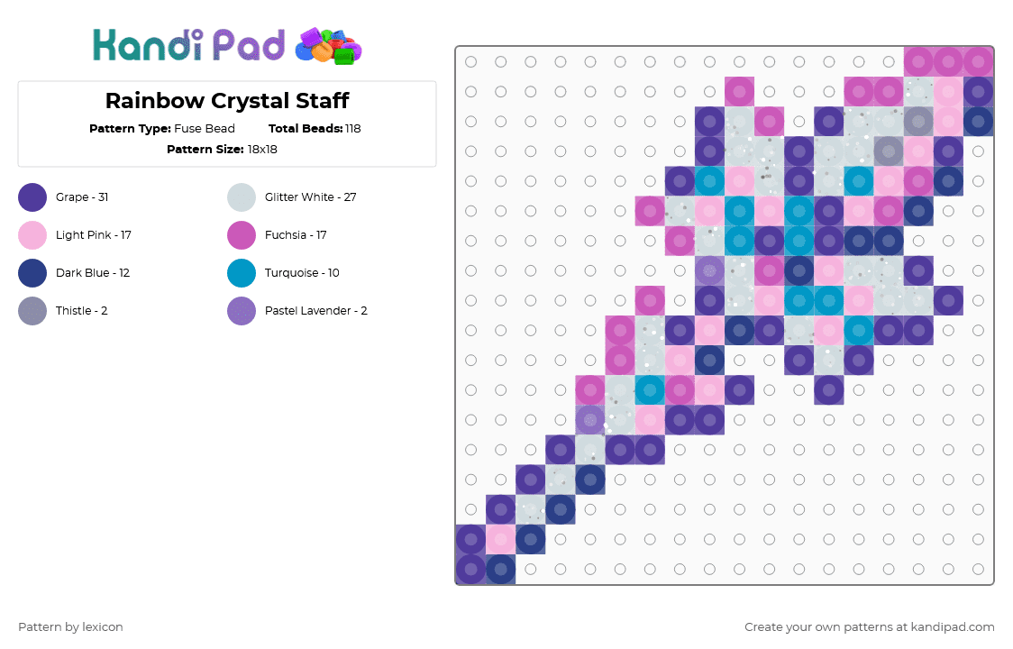 Rainbow Crystal Staff - Fuse Bead Pattern by lexicon on Kandi Pad - pink,purple,terraria,rainbow crystal staff,sentry,white