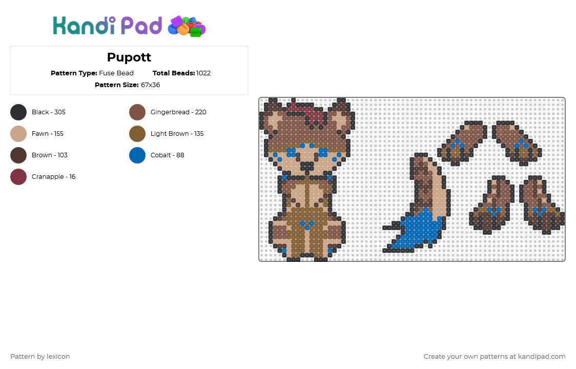 Pupott - Fuse Bead Pattern by lexicon on Kandi Pad - brown,blue