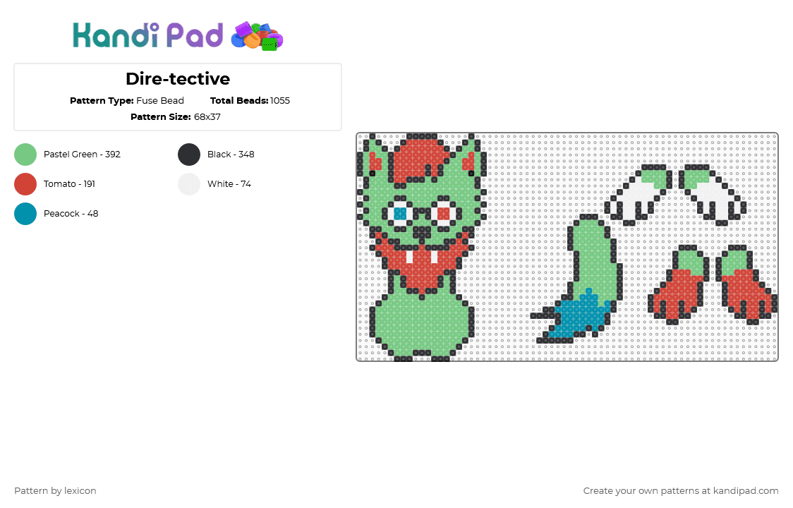 Dire-tective - Fuse Bead Pattern by lexicon on Kandi Pad - green,red