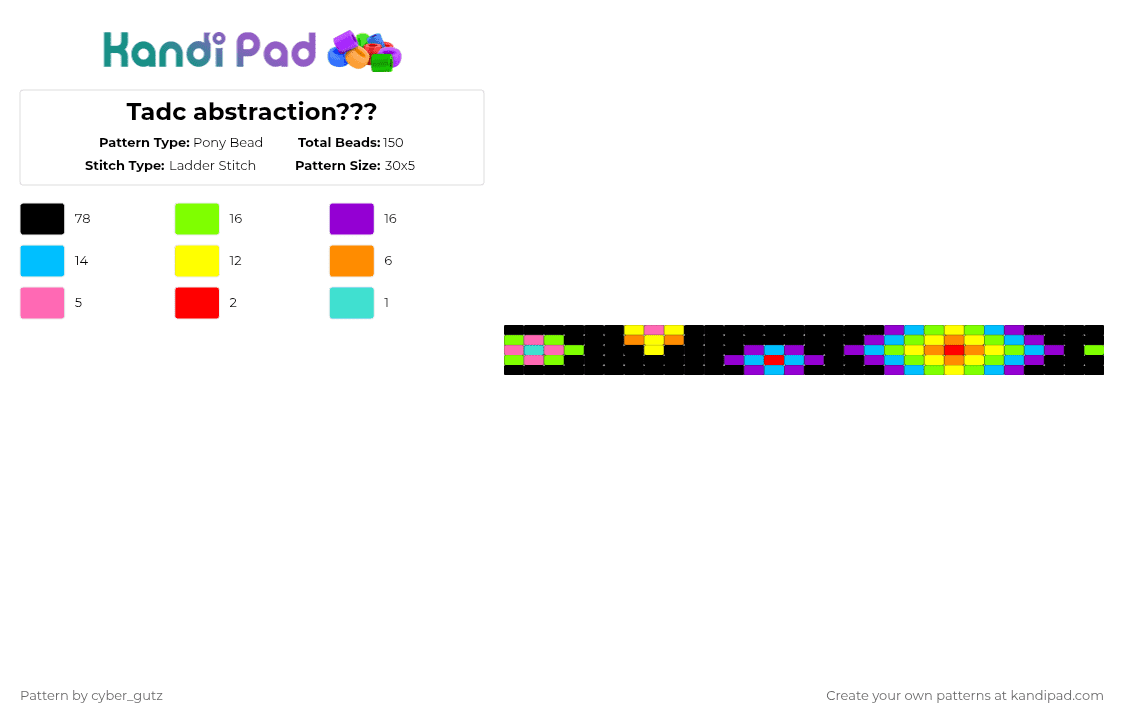 Tadc abstraction??? - Pony Bead Pattern by cyber_gutz on Kandi Pad - black,green,light blue,purple,colorful