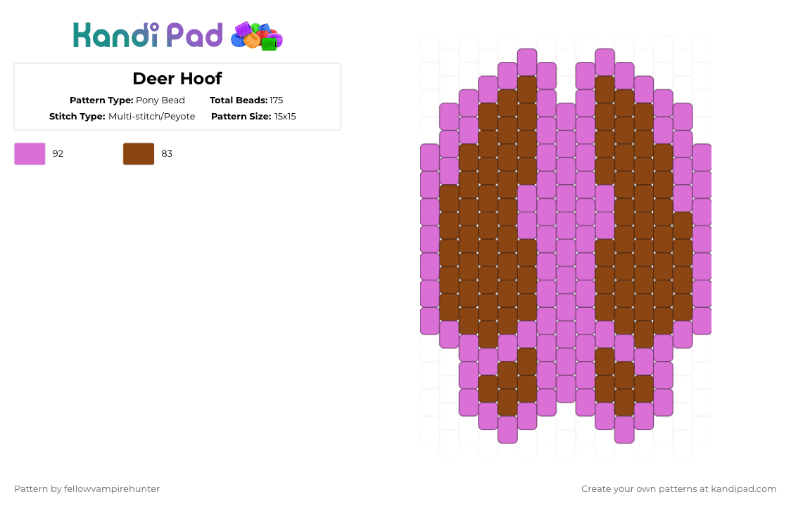 Deer Hoof - Pony Bead Pattern by fellowvampirehunter on Kandi Pad - red,pink