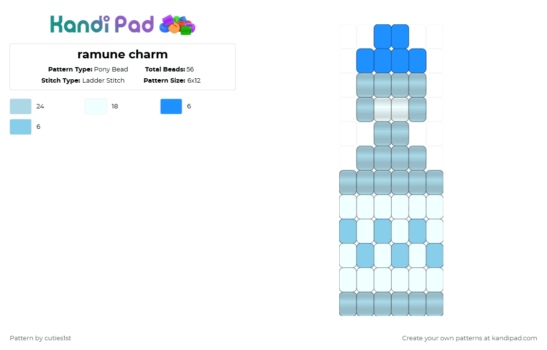 ramune charm - Pony Bead Pattern by cuties1st on Kandi Pad - light blue,white,cotdsoftdrinks,ramune,soda,charm