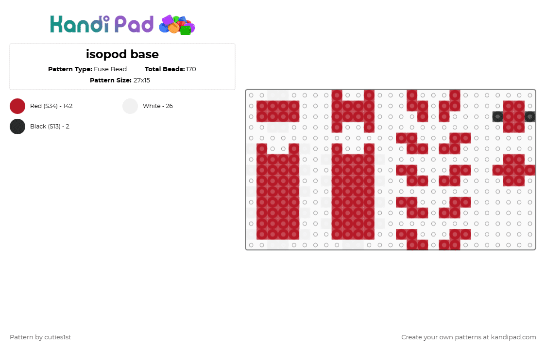 isopod base - Fuse Bead Pattern by cuties1st on Kandi Pad - red