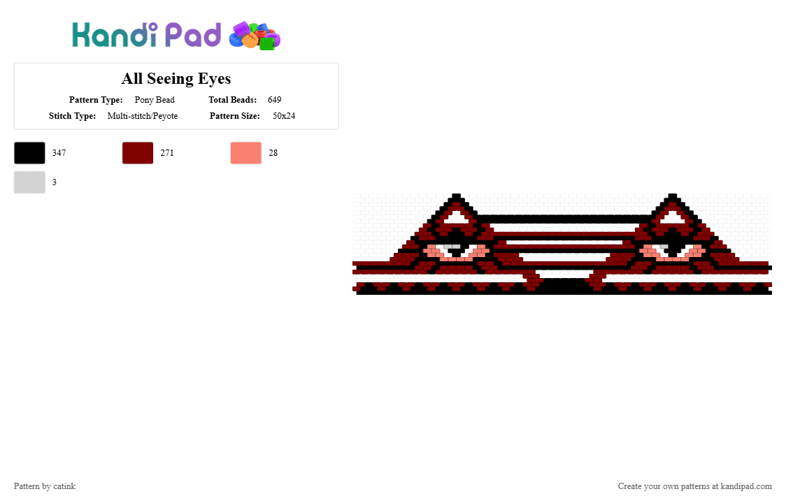 All Seeing Eyes - Pony Bead Pattern by catink on Kandi Pad - brown,bikini,red,black,goth