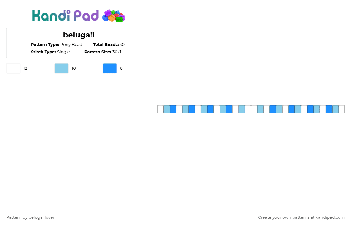 beluga!! - Pony Bead Pattern by imyourpuppet on Kandi Pad - white,light blue