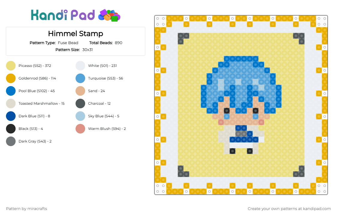 Himmel Stamp - Fuse Bead Pattern by miracrafts on Kandi Pad - yellow,orange