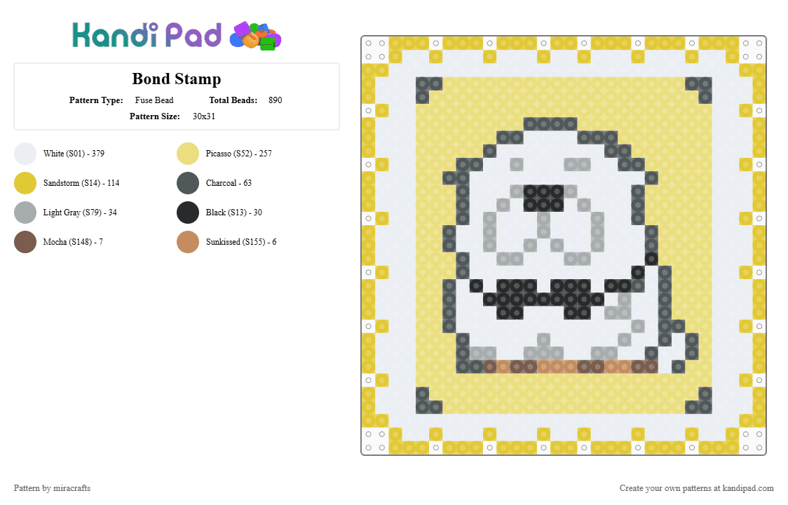 Bond Stamp - Fuse Bead Pattern by miracrafts on Kandi Pad - yellow