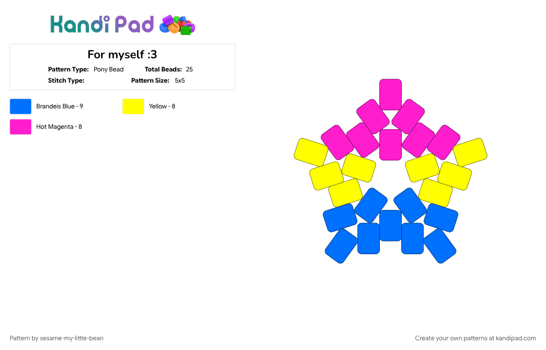 For myself :3 - Pony Bead Pattern by sesame-my-little-bean on Kandi Pad - blue, pink, yellow