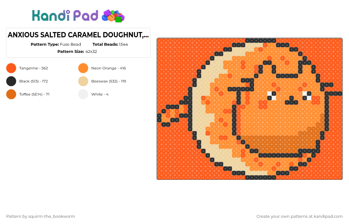 ANXIOUS SALTED CARAMEL DOUGHNUT, PUSHEEN!! - Fuse Bead Pattern by shrub1_th3-drug-mak1ing_shrub on Kandi Pad - orange