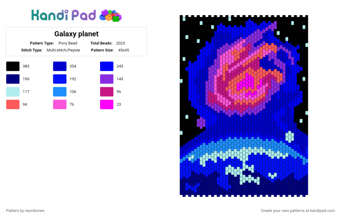 Galaxy planet - Pony Bead Pattern by neonbones on Kandi Pad - purple