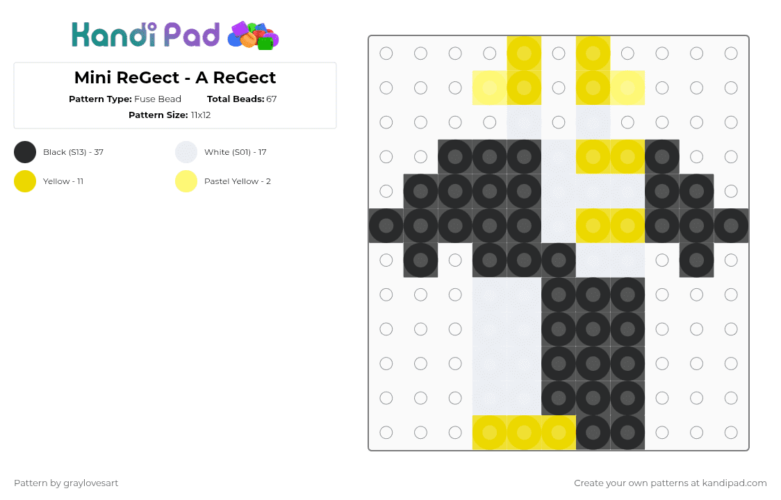 Mini ReGect - A ReGect - Fuse Bead Pattern by graylovesart on Kandi Pad - yellow,white,a regect,regect,mc arg