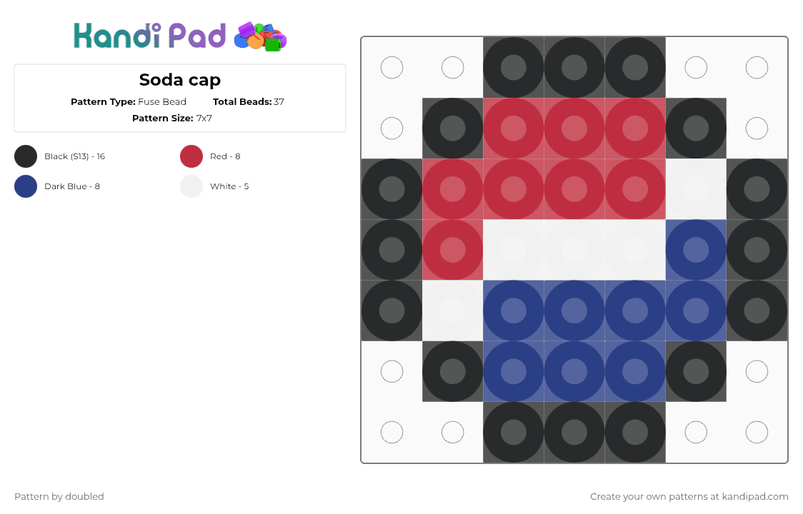 Soda cap - Fuse Bead Pattern by doubled on Kandi Pad - pepsi,red,blue
