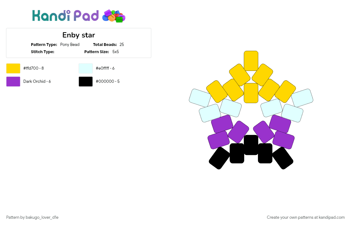 Enby star - Pony Bead Pattern by bakugo_lover_d1e on Kandi Pad - purple, yellow