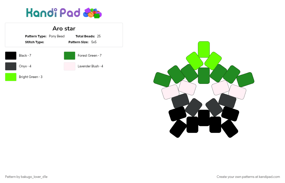 Aro star - Pony Bead Pattern by bakugo_lover_d1e on Kandi Pad - green, white