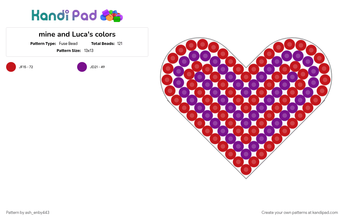 mine and Luca\'s colors - Fuse Bead Pattern by ash_enby443 on Kandi Pad - 