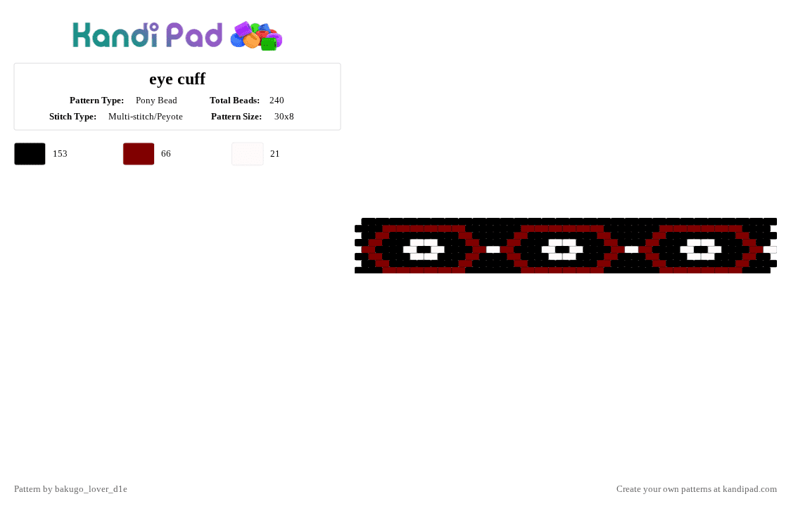 eye cuff - Pony Bead Pattern by bakugo_lover_d1e on Kandi Pad - black,brown