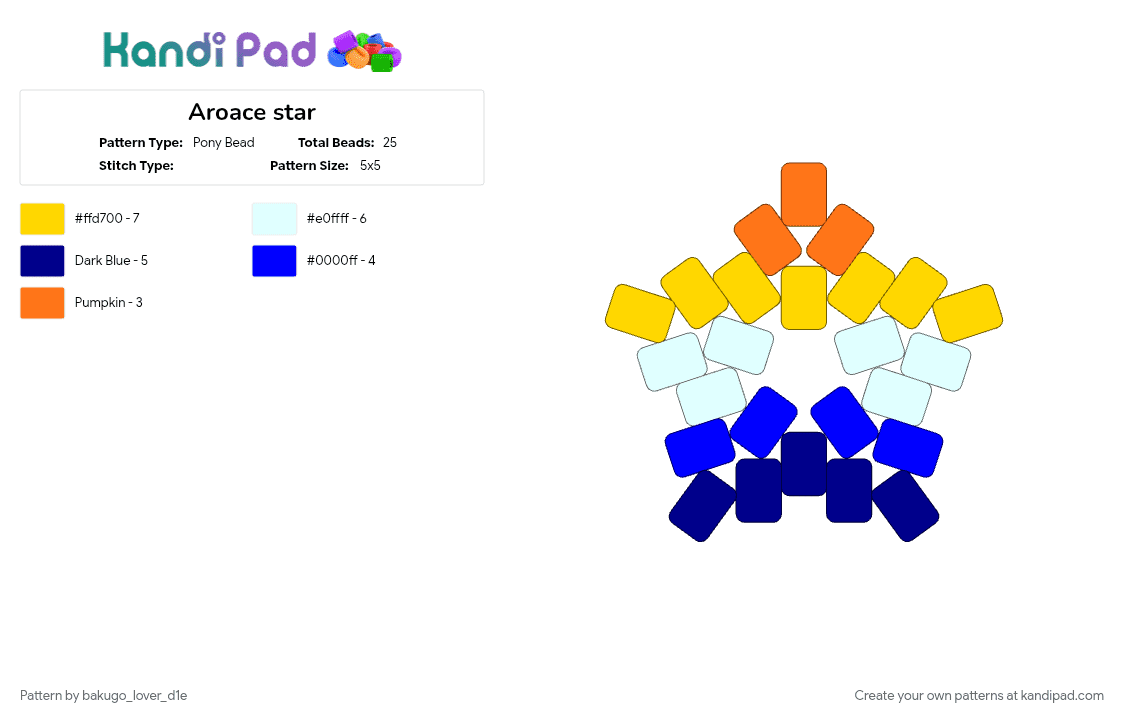 Aroace star - Pony Bead Pattern by bakugo_lover_d1e on Kandi Pad - purple, yellow