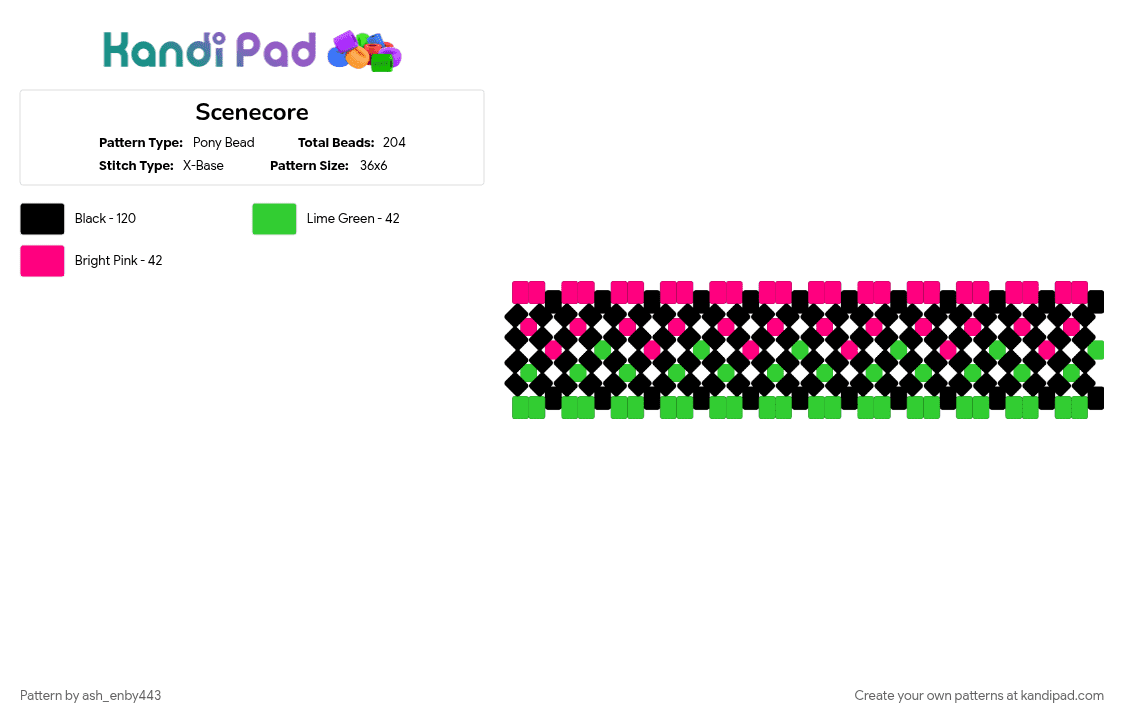 Scenecore - Pony Bead Pattern by ash_enby443 on Kandi Pad - cotdscenekidfashion, green, pink
