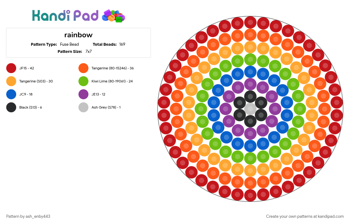 rainbow - Fuse Bead Pattern by ash_enby443 on Kandi Pad - 