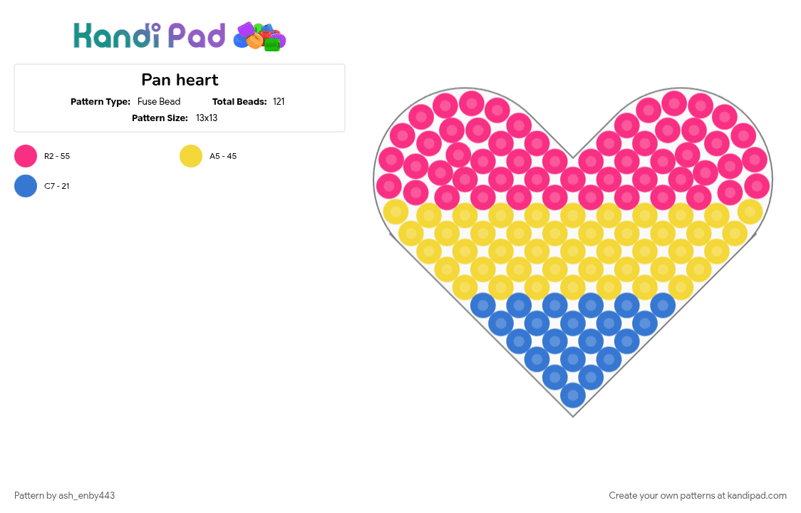Pan heart - Fuse Bead Pattern by ash_enby443 on Kandi Pad - 