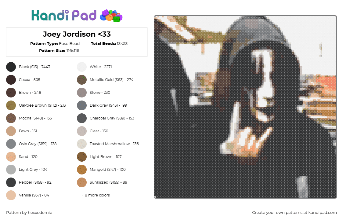 Joey Jordison <33 - Fuse Bead Pattern by hexxedemie on Kandi Pad - joey jordison,slipknot,band,music,metal