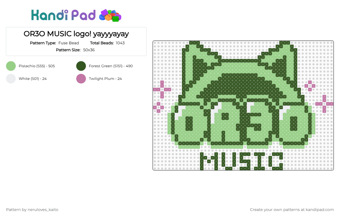 OR3O MUSIC logo! yayyyayay - Fuse Bead Pattern by neruloves_kaito on Kandi Pad - gold,teal