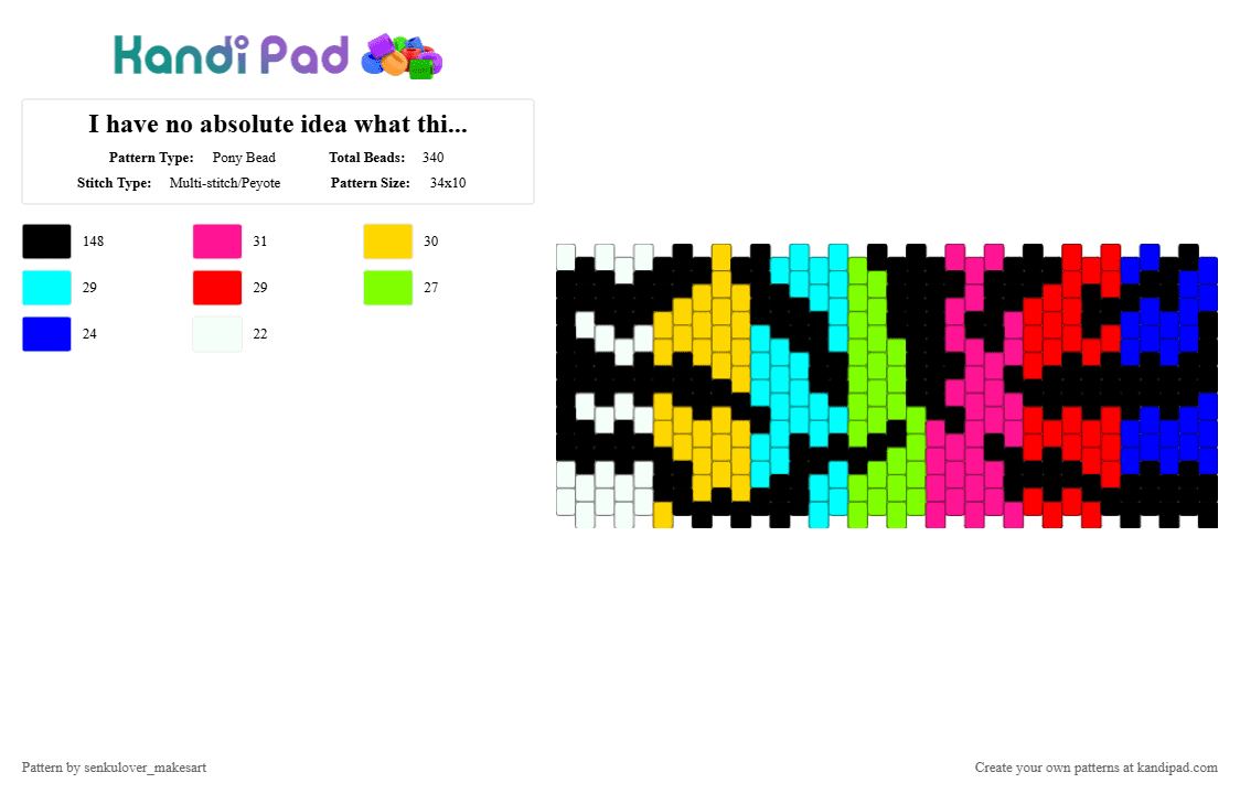 I have no absolute idea what this SHII is dude... - Pony Bead Pattern by rain-is-main on Kandi Pad - black,light blue,pink,colorful