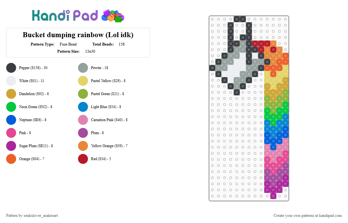 Bucket dumping rainbow (Lol idk) - Fuse Bead Pattern by neruloves_kaito on Kandi Pad - orange,blue,colorful