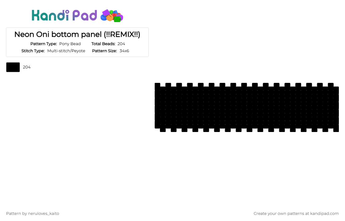 Neon Oni bottom panel (!!REMIX!!) - Pony Bead Pattern by rain-is-main on Kandi Pad - black