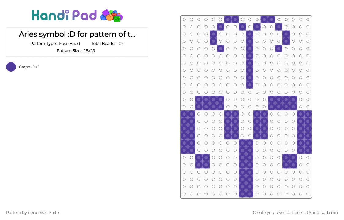 Aries symbol :D for pattern of the day? - Fuse Bead Pattern by rain-is-main on Kandi Pad - cotdsymbols