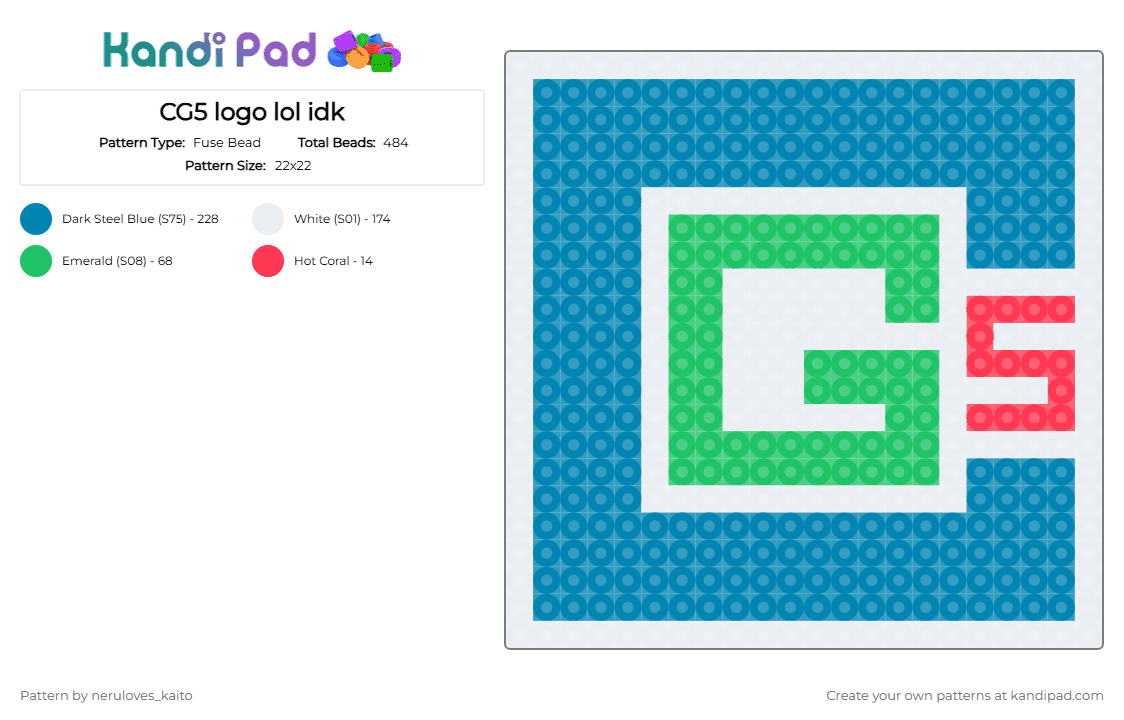 CG5 logo lol idk - Fuse Bead Pattern by neruloves_kaito on Kandi Pad - light blue