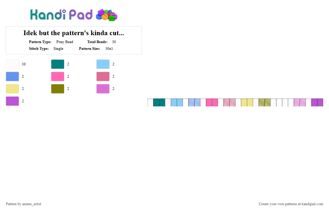 Idek but the pattern\'s kinda cute irl - Pony Bead Pattern by neruloves_kaito on Kandi Pad - light blue,pink
